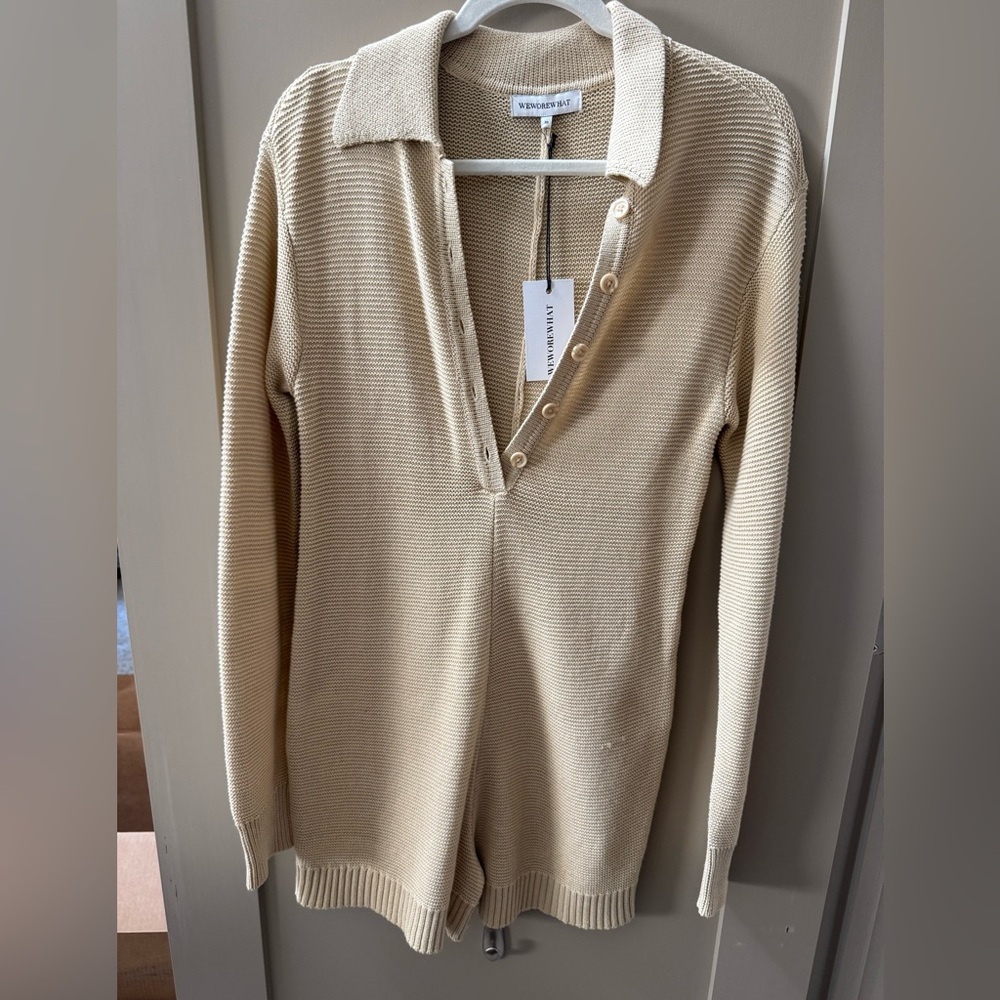 WeWoreWhat knit beige jumpsuit.